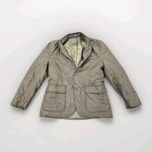 Chaps Quilted Puffer Blazer Jacket Coat Brown Corduroy Collar 38R 2-Button EUC